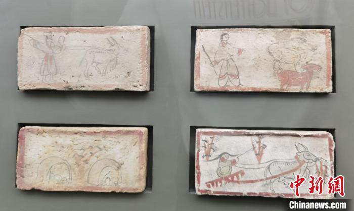 圖為嘉峪關(guān)長城博物館館藏文物魏晉墓彩繪畫像磚中豐富多彩的古代農(nóng)牧業(yè)生產(chǎn)活動。(資料圖) 丁思 攝
