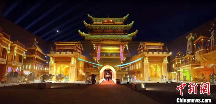 2024年7月15日，甘肅嘉峪關(guān)開啟“夜游”模式。圖為夜游燈光劇《天下嘉峪關(guān)》光影效果。(甘肅嘉峪關(guān)關(guān)城景區(qū)供圖)