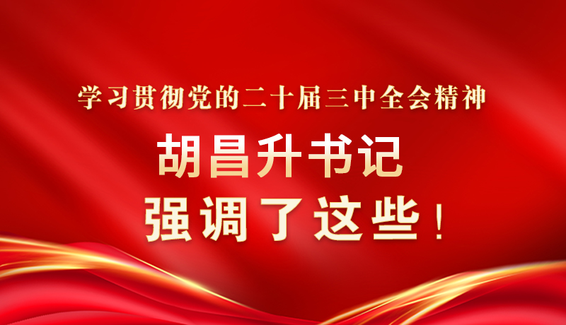 圖解|學(xué)習(xí)貫徹黨的二十屆三中全會精神 胡昌升書記強(qiáng)調(diào)了這些！