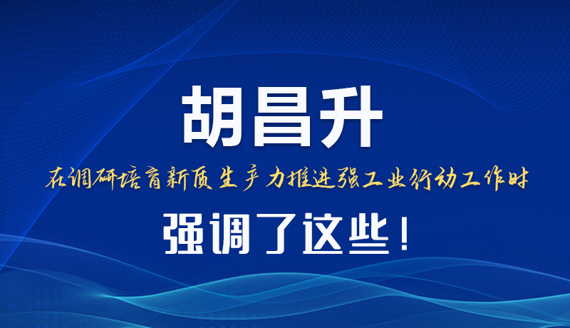 圖解|胡昌升在調研培育新質生產(chǎn)力推進強工業(yè)行動工作時強調了這些！